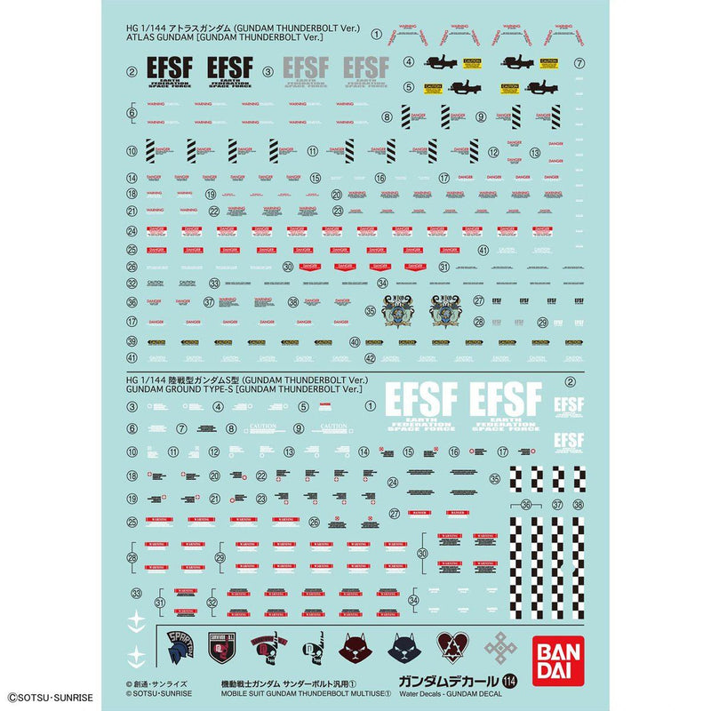 Gundam Decal 114 Gundam Thunderbolt Multiuse